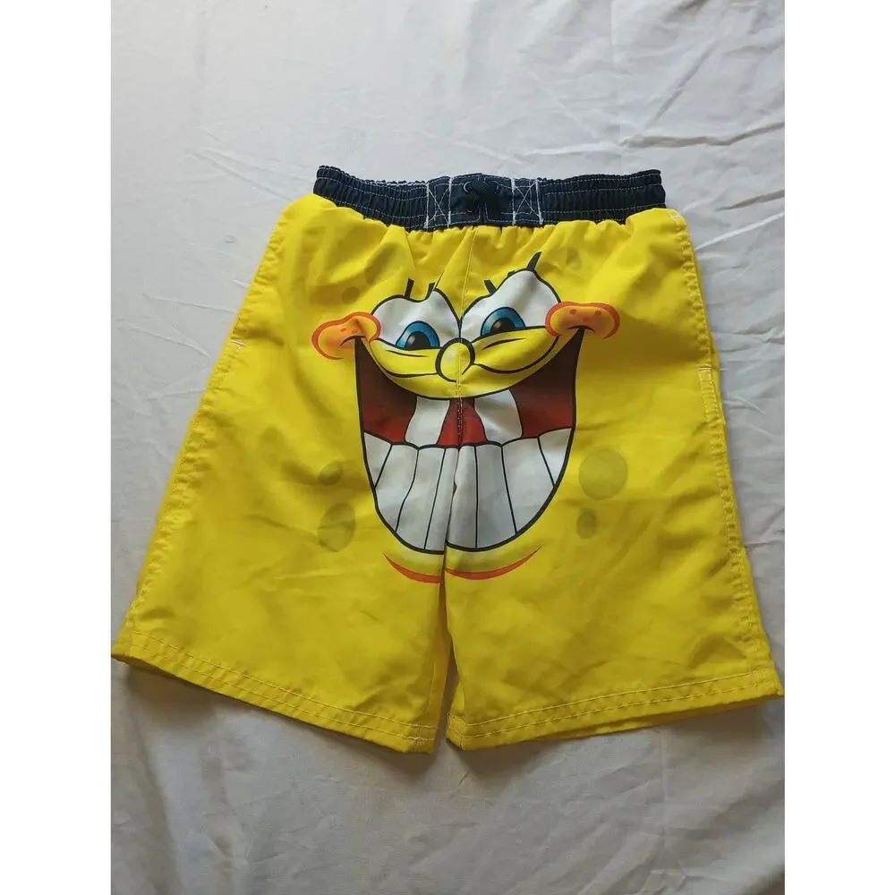 VTG Nickelodeon SpongeBob SquarePants Swim Trunks Yellow Kids 24M Board‎ Shorts